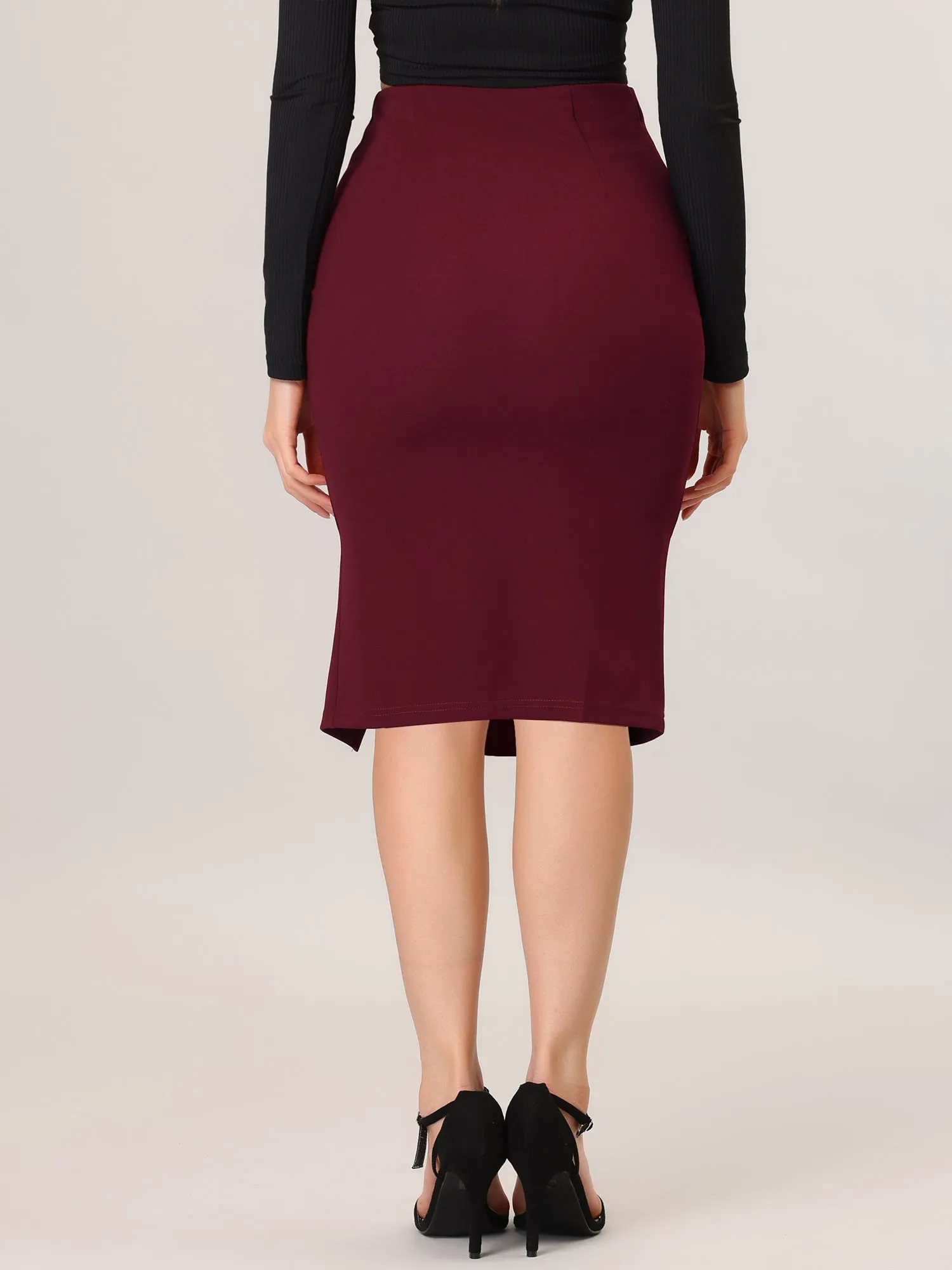 Business Stretchy Ruched Knee Length Pencil Skirt sold by Allegra K product image thumbnail 4