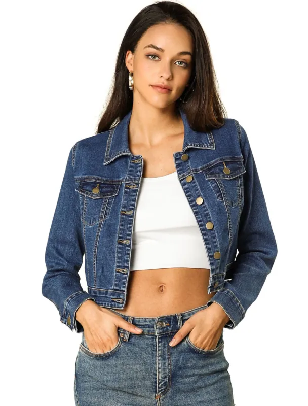 Allegra K Classic Button-Down Denim Trucker Jacket sold by Allegra K