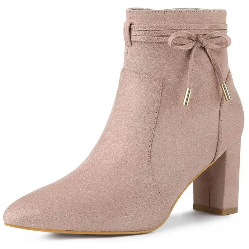 Women's Pointed Toe Block Heel Zipper Ankle Boots sold by Allegra K