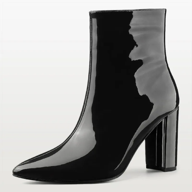 Women's Pointed Toe Zip Chunky Heels Ankle Boots sold by Allegra K