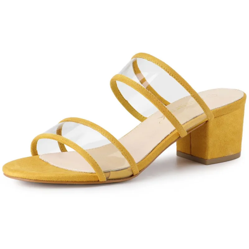 Women's Clear Strap Block Heel Slide Sandals sold by Allegra K