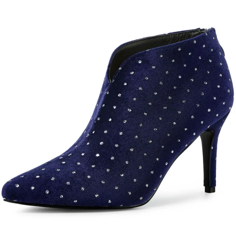 Women's V Shaped Cutout Pointed Toe Stiletto Heel Ankle Boots sold by Allegra K