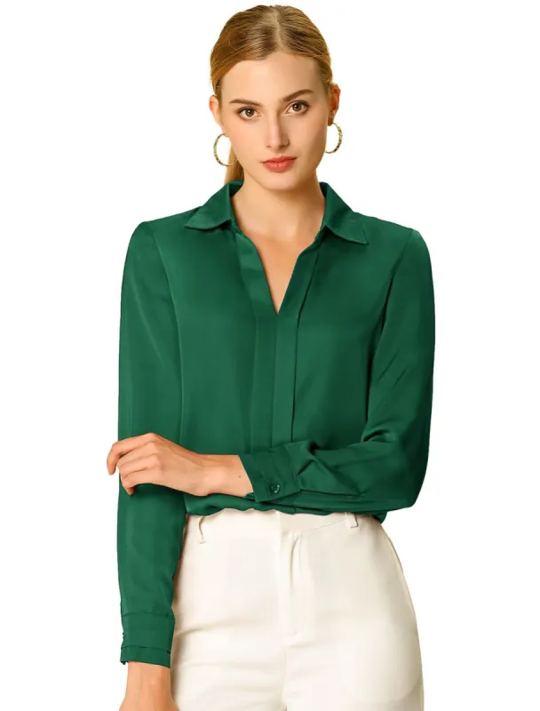 V Neck Long Sleeve Work Shirt sold by Allegra K