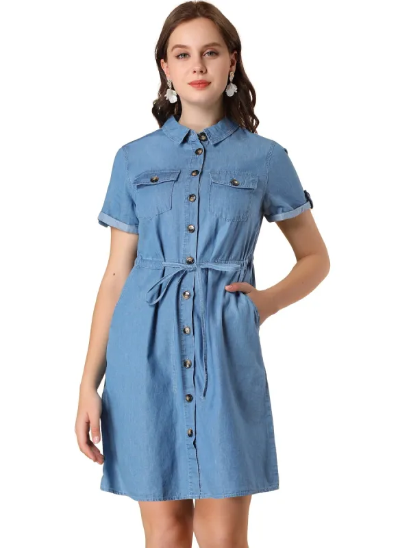Women's Jean Dress Chambray Summer Casual Button Down Denim Dresses sold by Allegra K