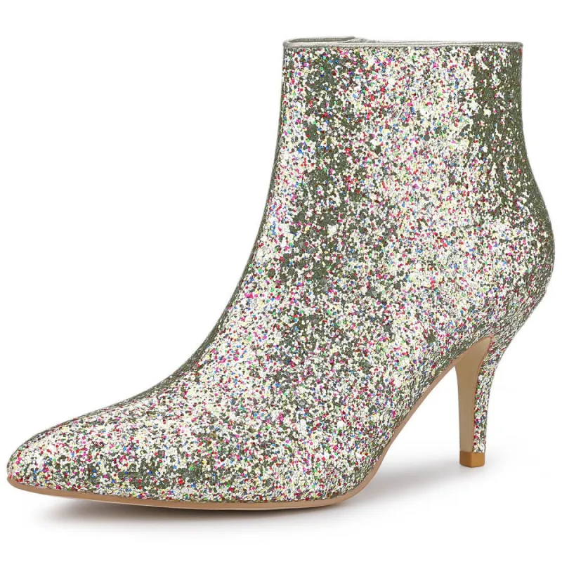 Women's Glitter Pointed Toe Stiletto Heel Ankle Boots sold by Allegra K