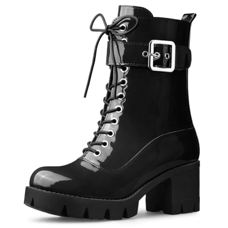 Women's Zip Platform Chunky Heel Combat Boots sold by Allegra K