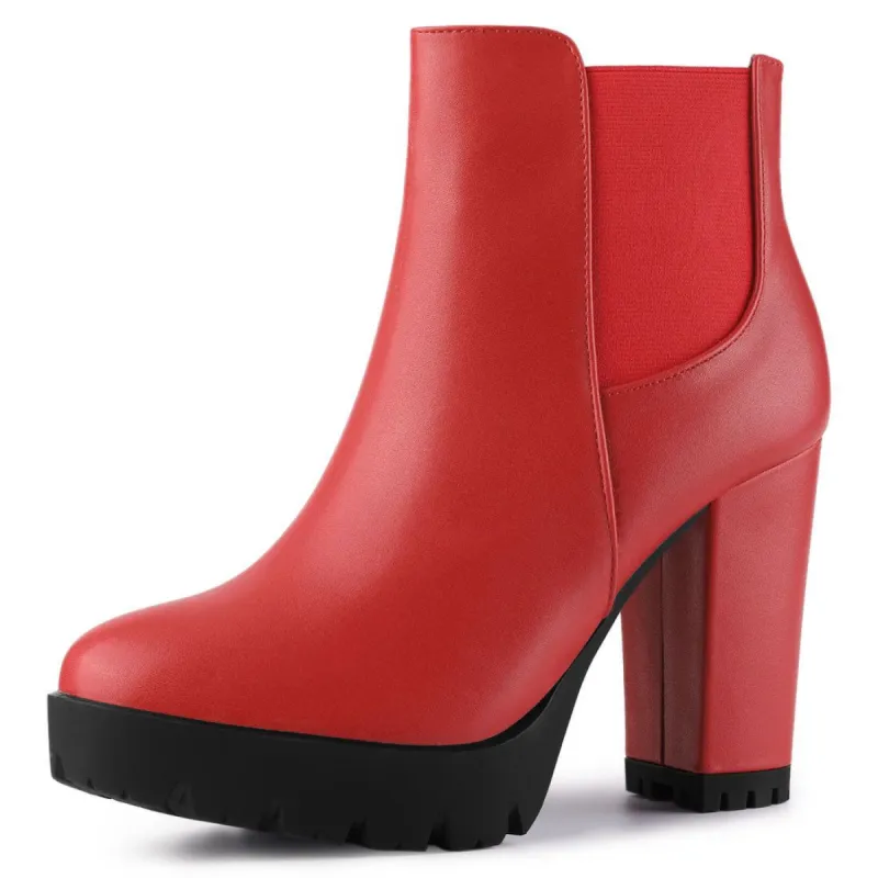 Women's Round Toe Zipper Block Heel Platform Ankle Boots sold by Allegra K