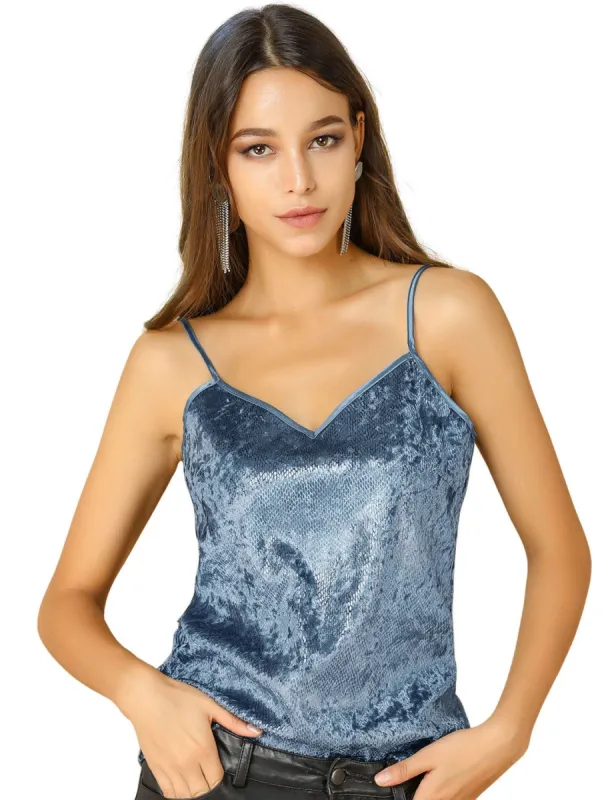 Women's Glitter Exotic Faux Snake Skin Print Spaghetti Camisole Tank Top sold by Allegra K