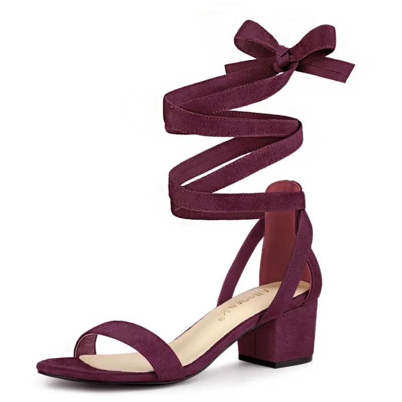 Women's Open Toe Block Heel Lace Up Sandals sold by Allegra K