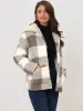 Causal Plaid Coat Lapel Collar Zip Up Faux Fur Winter Jacket sold by Allegra K