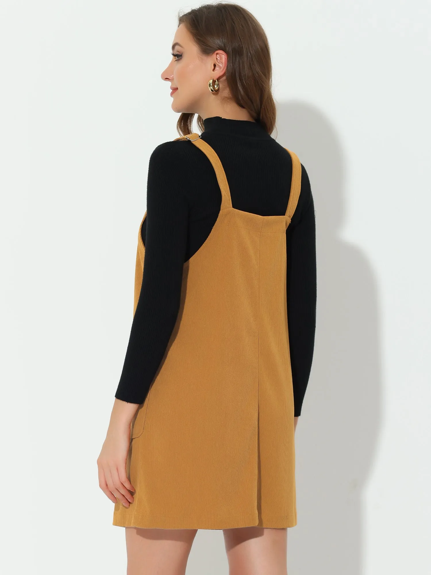 Corduroy Adjustable Straps Button Down Pinafore Overall Dress sold by Allegra K product image thumbnail 3