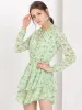 Ruffled Floral Smocked Waist Layered Tiered Chiffon Dress sold by Allegra K