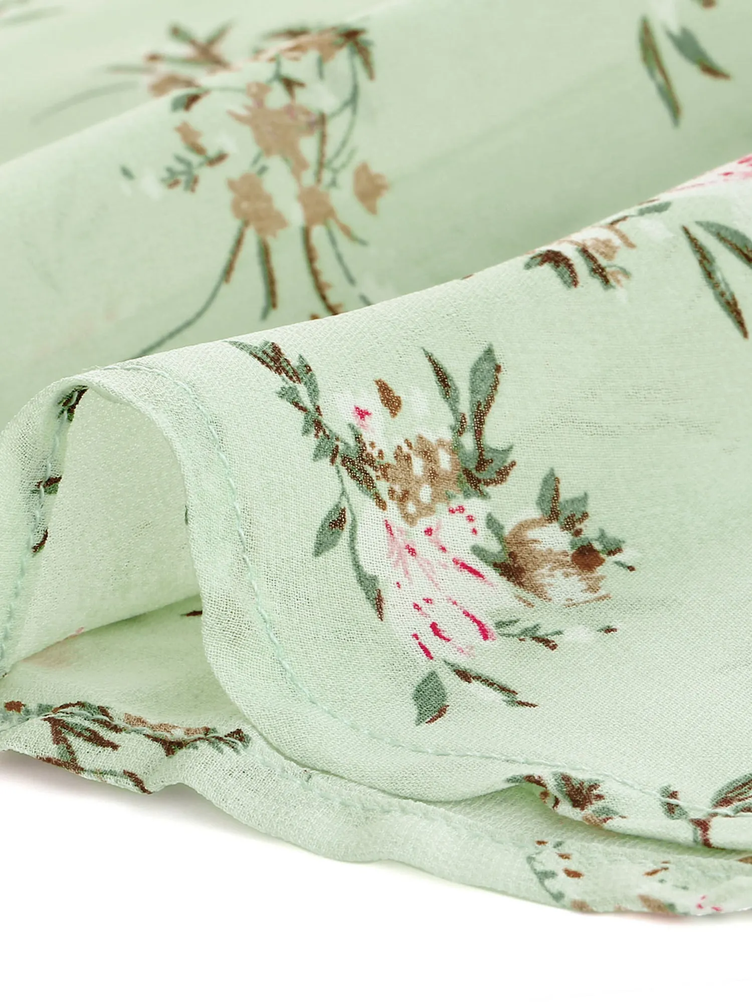 Ruffled Floral Smocked Waist Layered Tiered Chiffon Dress sold by Allegra K product image thumbnail 5