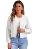 Button Down Biker Moto Bomber Cropped Jacket sold by Allegra K