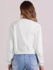 Button Down Biker Moto Bomber Cropped Jacket sold by Allegra K