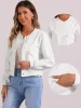 Button Down Biker Moto Bomber Cropped Jacket sold by Allegra K