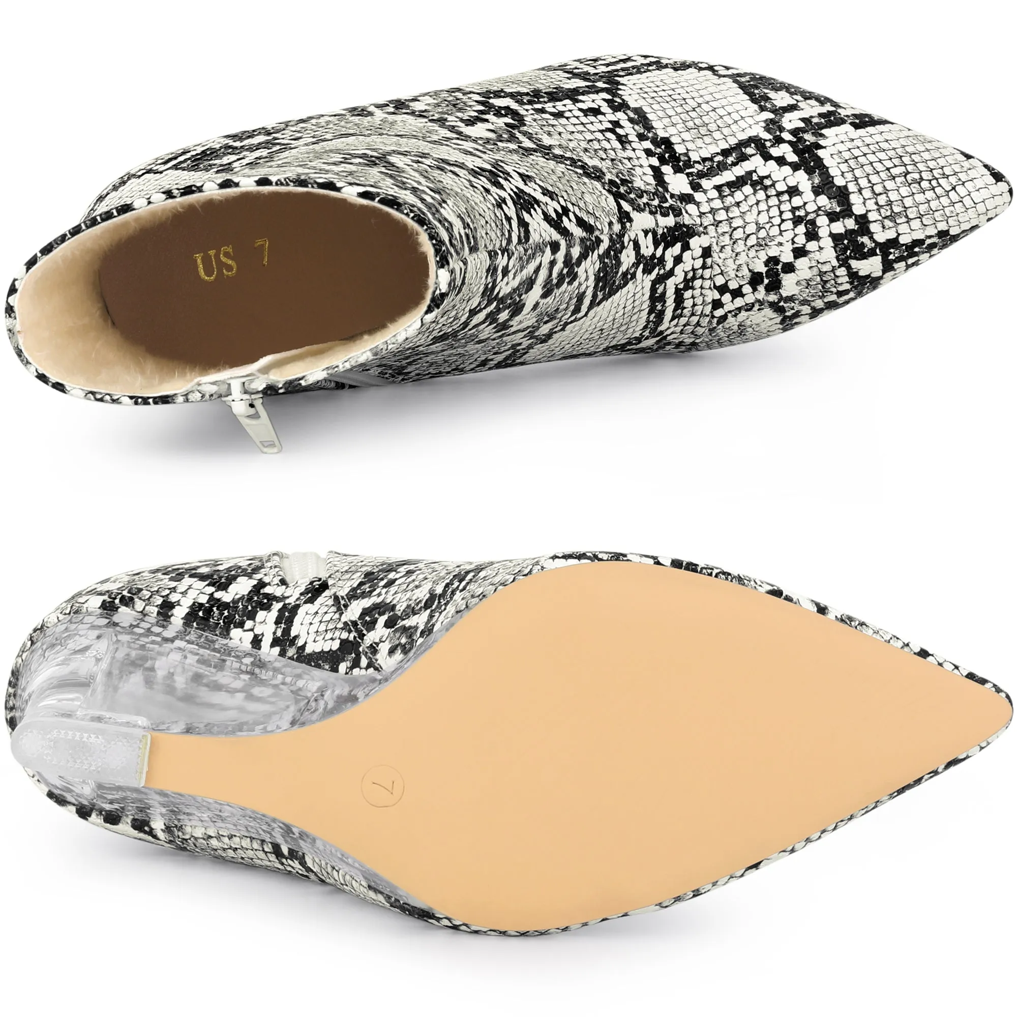 Women's Snake Print Pointed Toe Clear Wedge Heels Ankle Boots sold by Allegra K product image thumbnail 4