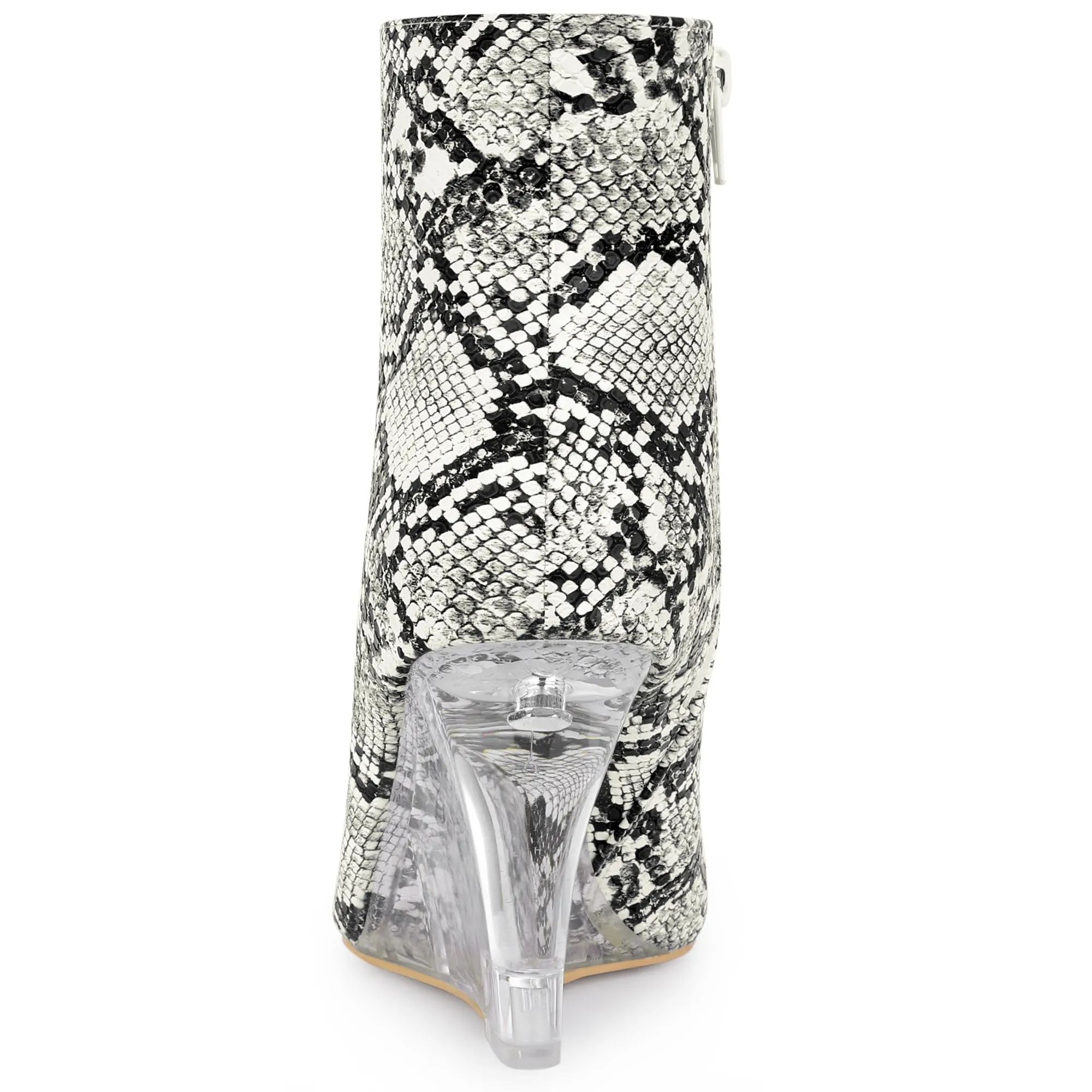 Women's Snake Print Pointed Toe Clear Wedge Heels Ankle Boots sold by Allegra K product image thumbnail 3