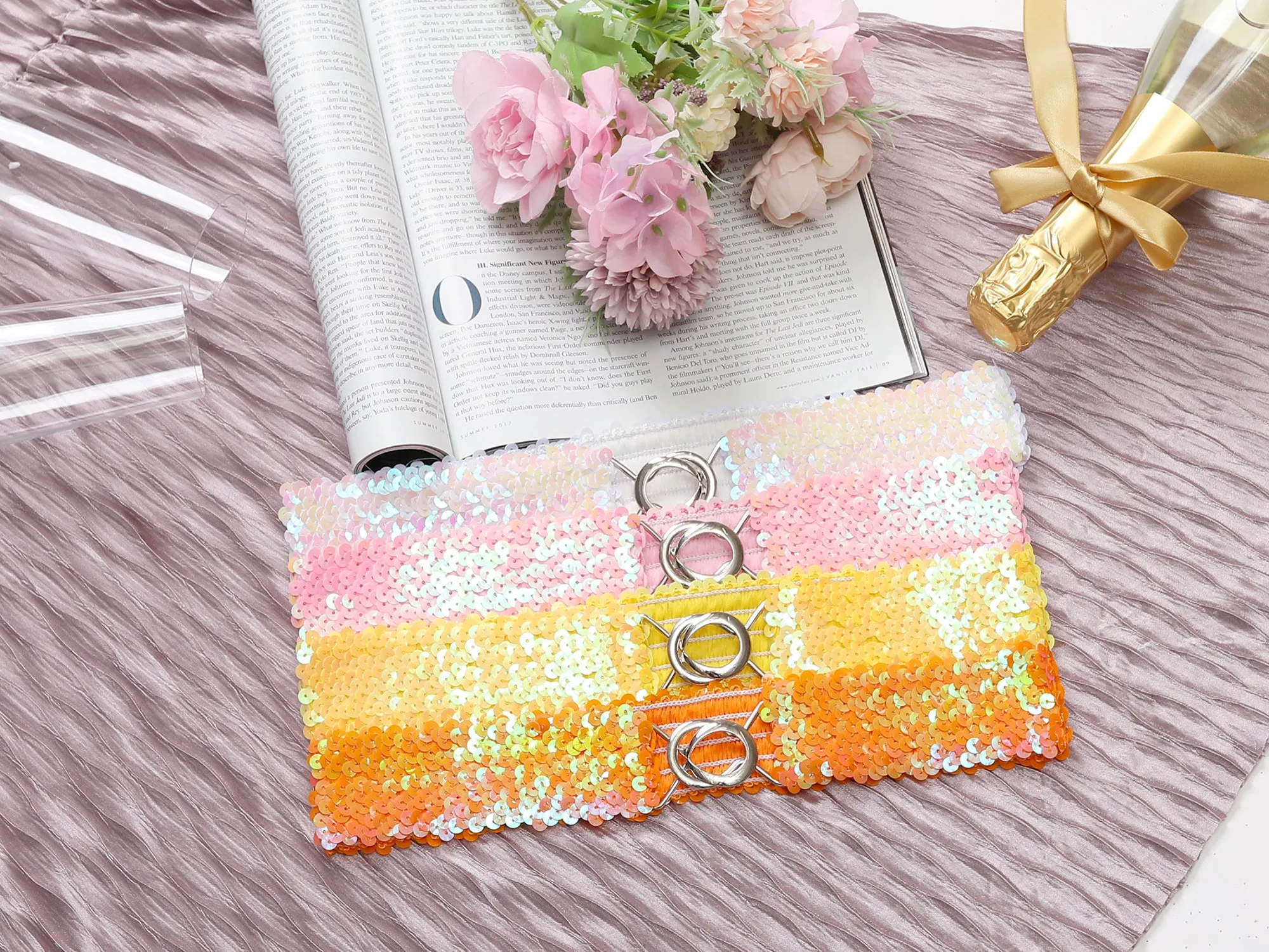 Womens Glitter Skinny Stretchy Waist Belts Sequins Decor Elastic Belts for Dresses sold by Allegra K product image thumbnail 5