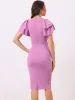 Ruffle Short Sleeve Back Zipper Pencil Bodycon Midi Dress sold by Allegra K