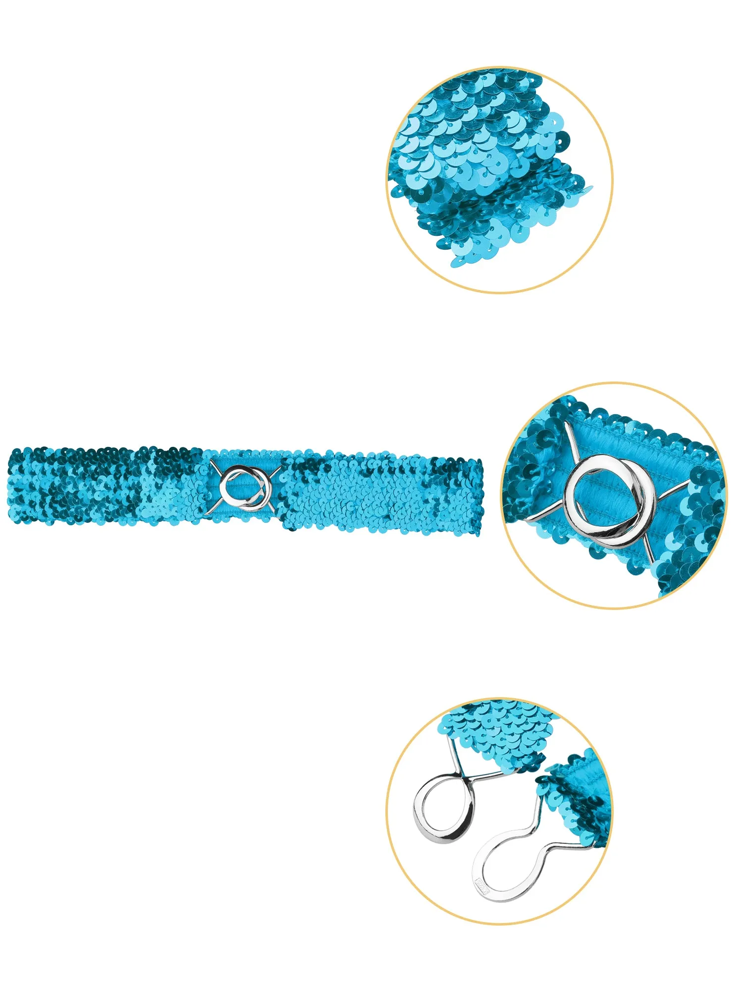 Womens Glitter Skinny Stretchy Waist Belts Sequins Decor Elastic Belts for Dresses sold by Allegra K product image thumbnail 2