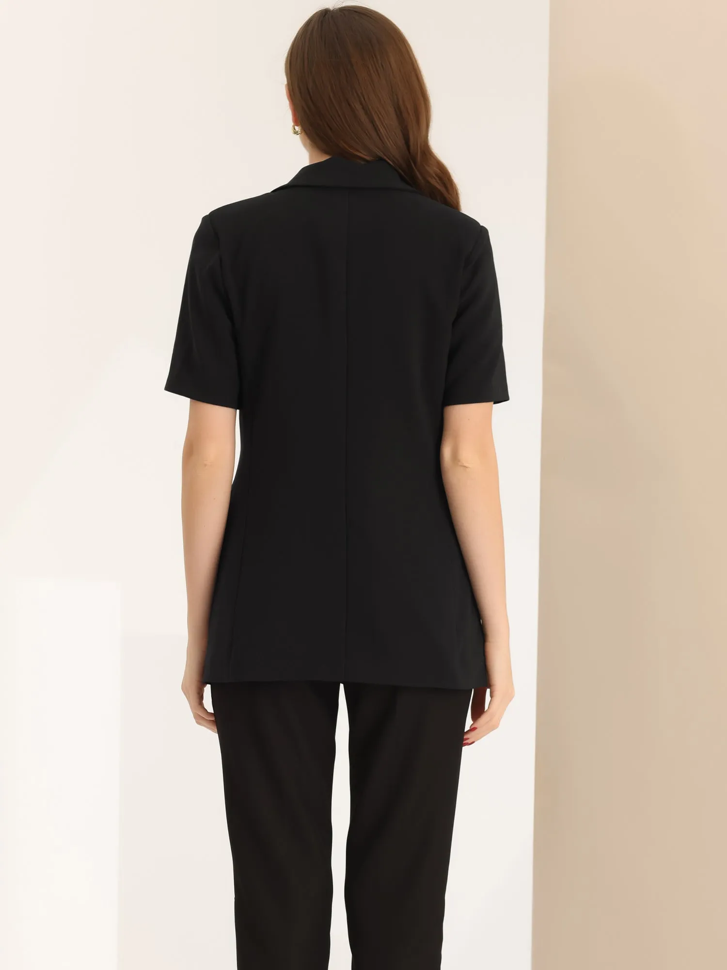 Notched Lapel Short Sleeve Button Down Office Work Blazer sold by Allegra K product image thumbnail 2