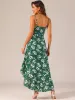 Spaghetti Strap Belted Ruffle High Low Hem Sleeveless Floral Maxi Dress sold by Allegra K