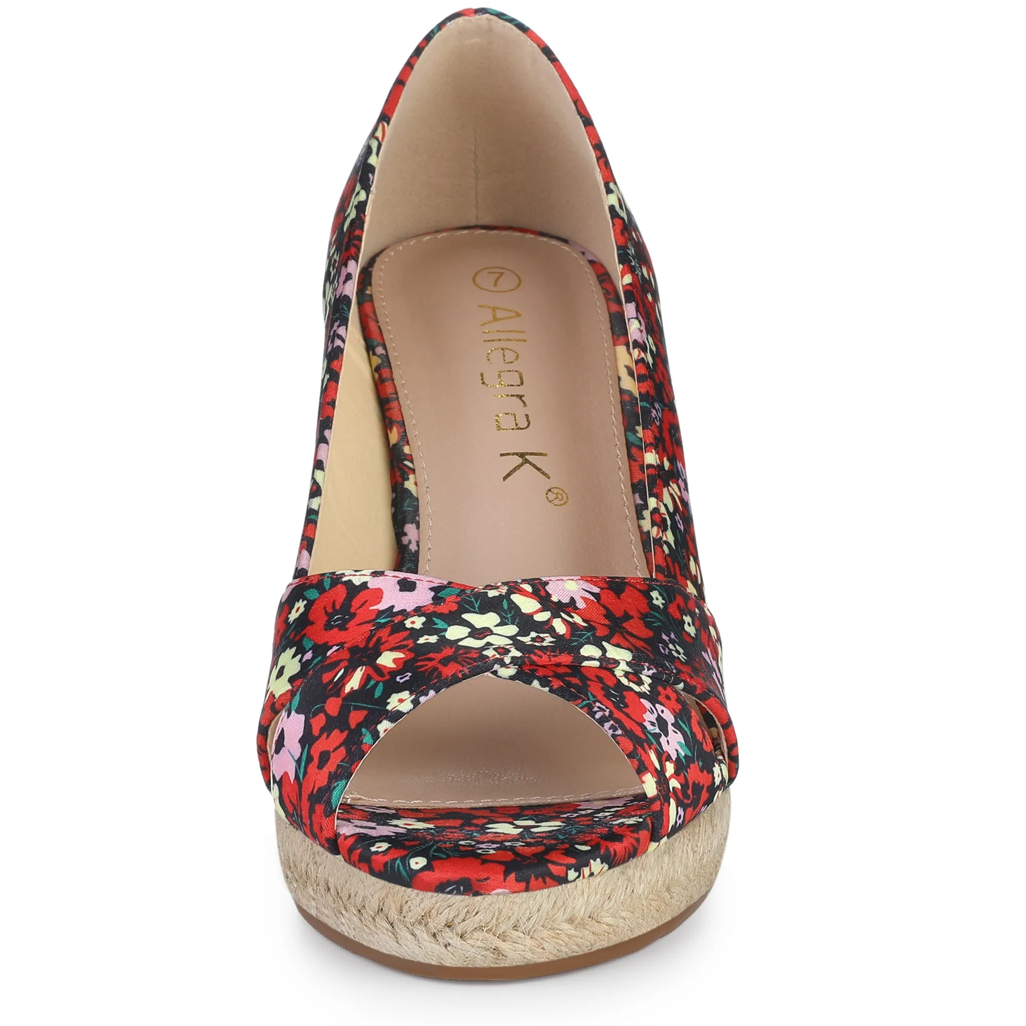 Floral Peep Toe Platform Pumps Wedge Sandals sold by Allegra K product image thumbnail 4