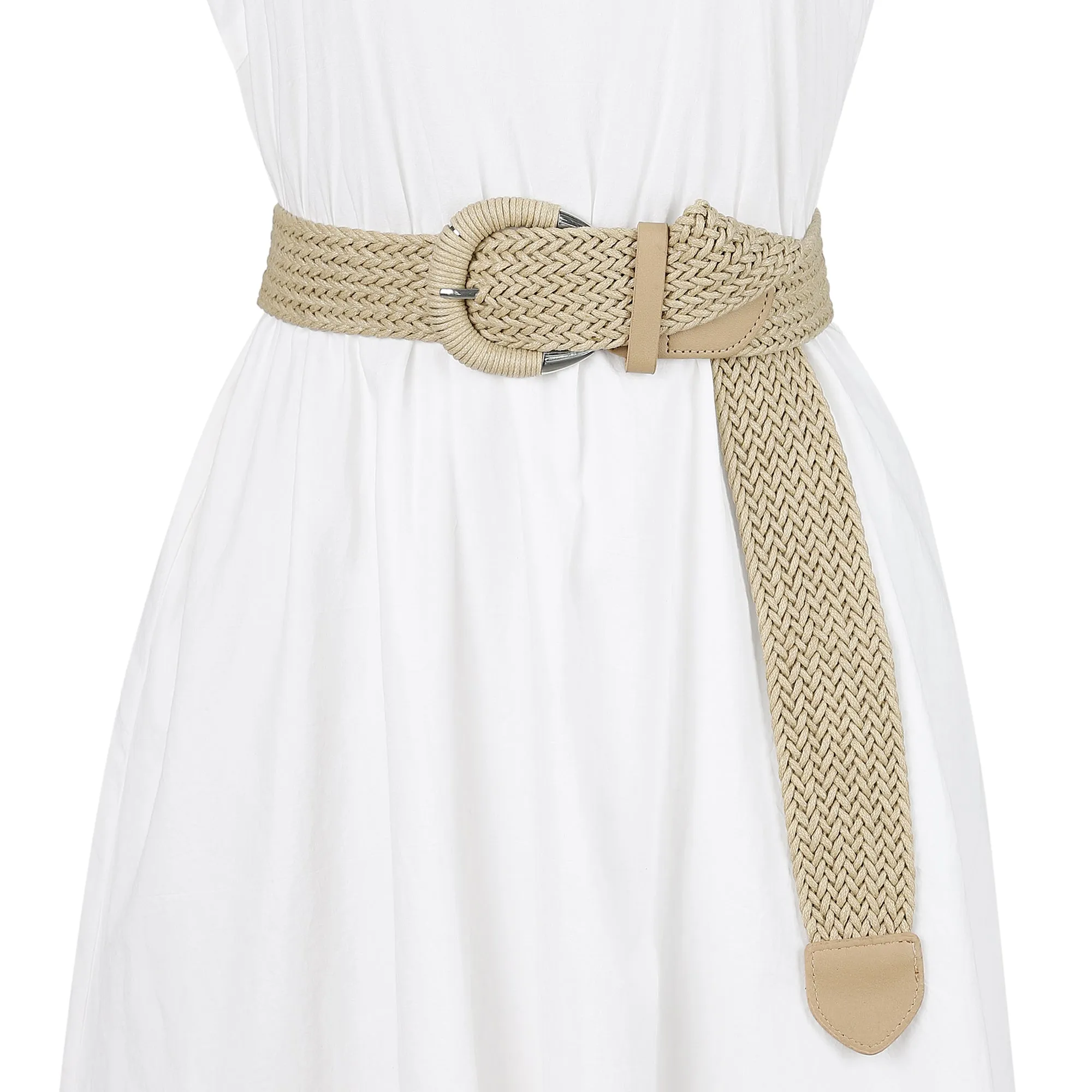 Woven Waist Wide Braided Belts Dress Metal Buckle sold by Allegra K product image thumbnail 4
