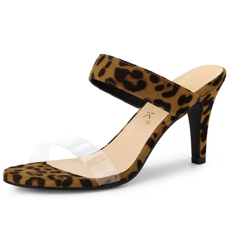 Women's Clear Strap Stiletto Heel Slides Sandals made by Allegra K