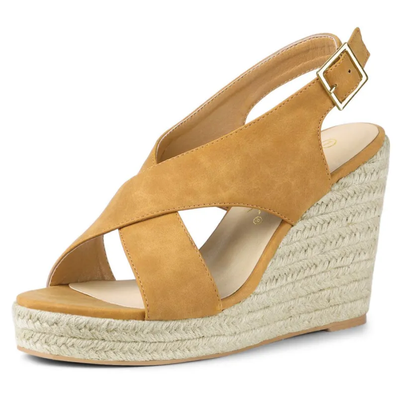 Women's Crisscross Espadrille Platform Wedge Sandals sold by Allegra K
