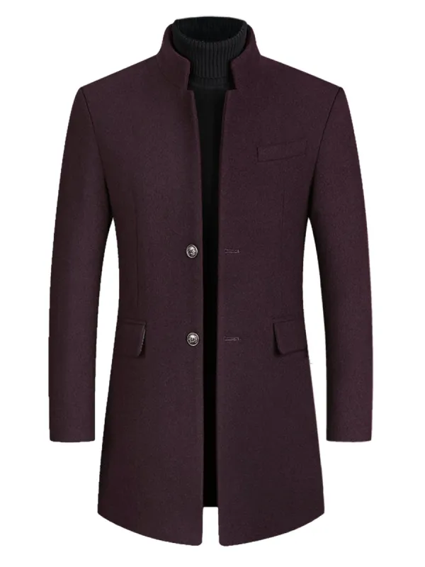 Men's Winter Coat Notch Lapel Single Breasted Two Button Long Outwear Jacket Overcoat sold by Allegra K