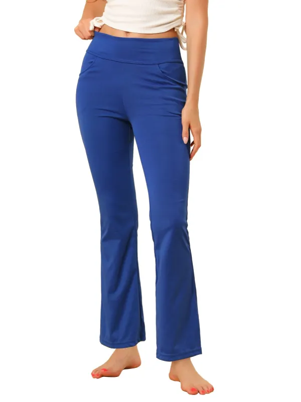 Women's Bootcut Yoga Pants with 4 Pockets High Waisted Tummy Control Casual Workout Pants made by Allegra K