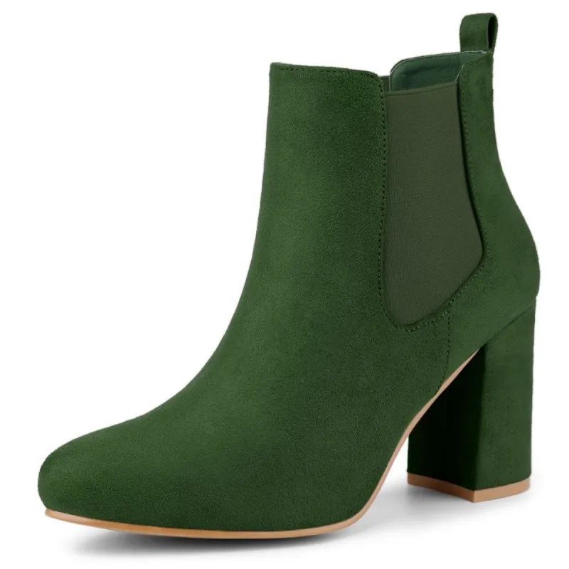 Women's Round Toe Chunky High Heels Ankle Chelsea Boots sold by Allegra K