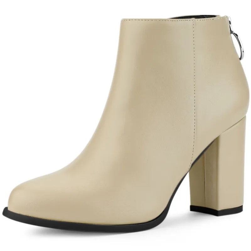 Women's Round Toe Back Zip Block Heel Ankle Booties sold by Allegra K