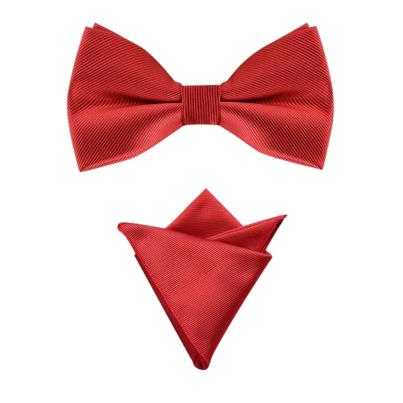 Men's Solid Color Pre-Tied Bow Tie with Matching Pocket Square Set for Wedding Party sold by Allegra K