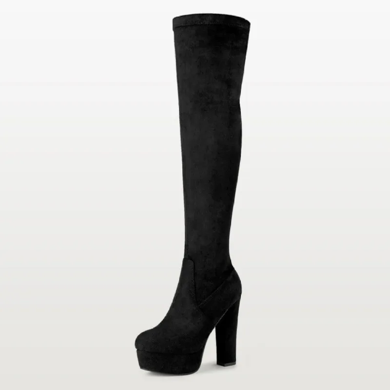 Women's Platform Block Heel Over Knee High Boots sold by Allegra K