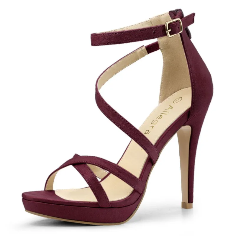 Women's Stiletto Heel Zipper Platform Ankle Strap Sandals sold by Allegra K