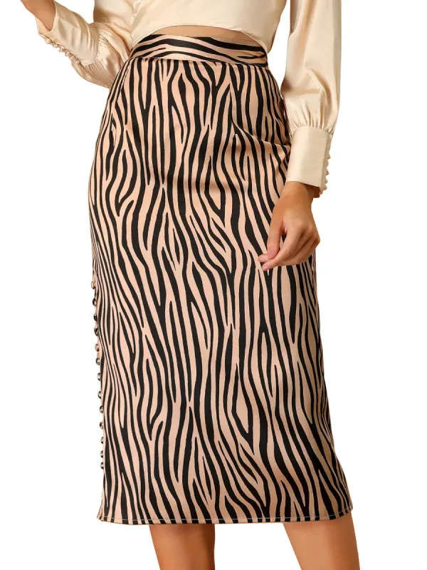 Women's Zebra Animal Print High Waist Bodycon Midi Pencil Skirt sold by Allegra K