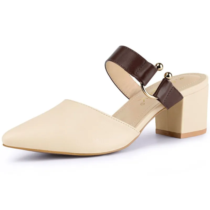 Women's Pointed Toe Chunky Heel Dress Mules Pumps sold by Allegra K