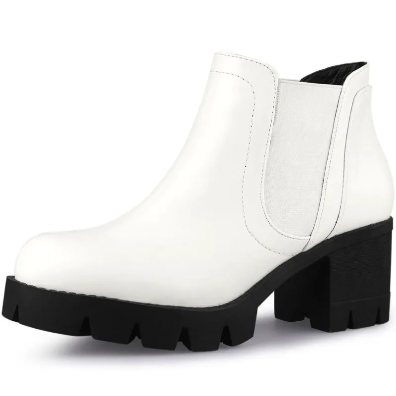 Women's Lug Sole Chunky Heel Chelsea Ankle Boots sold by Allegra K