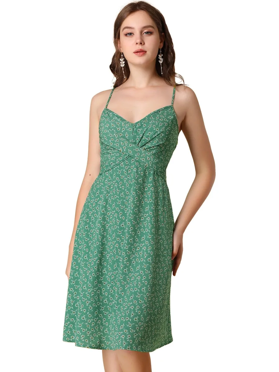 Allegra K Spaghetti Strap Twist Front Keen Length Dress sold by Allegra K