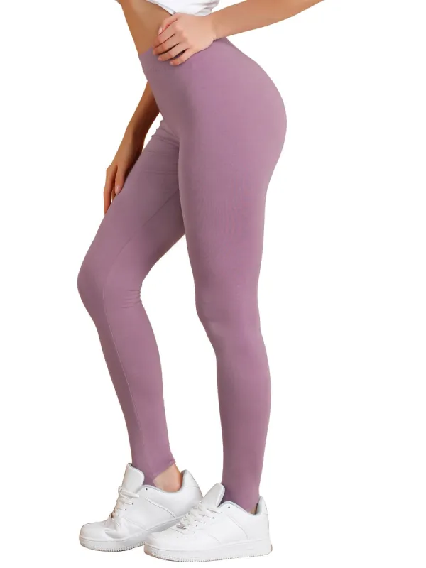 Women's Leggings Solid Color Elastic Waistband Stirrup Pants sold by Allegra K