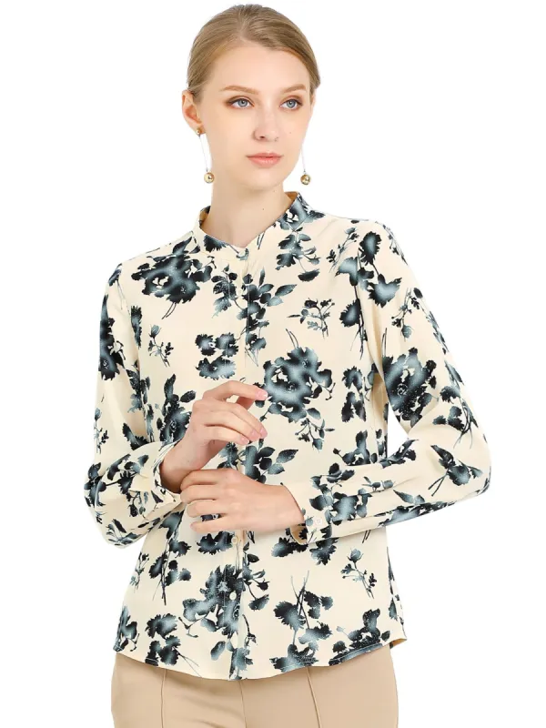 Women's Floral Button Down Long Sleeves Work Office Shirt Blouse sold by Allegra K