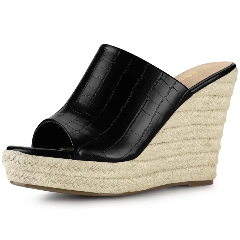 Women's Open Toe Slip-On Platform Wedge Heel Wedge Sandals sold by Allegra K