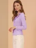 Sheer Lace Blouse Textured Office Elegant Floral Knit Ruffle Top sold by Allegra K