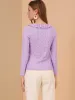 Sheer Lace Blouse Textured Office Elegant Floral Knit Ruffle Top sold by Allegra K
