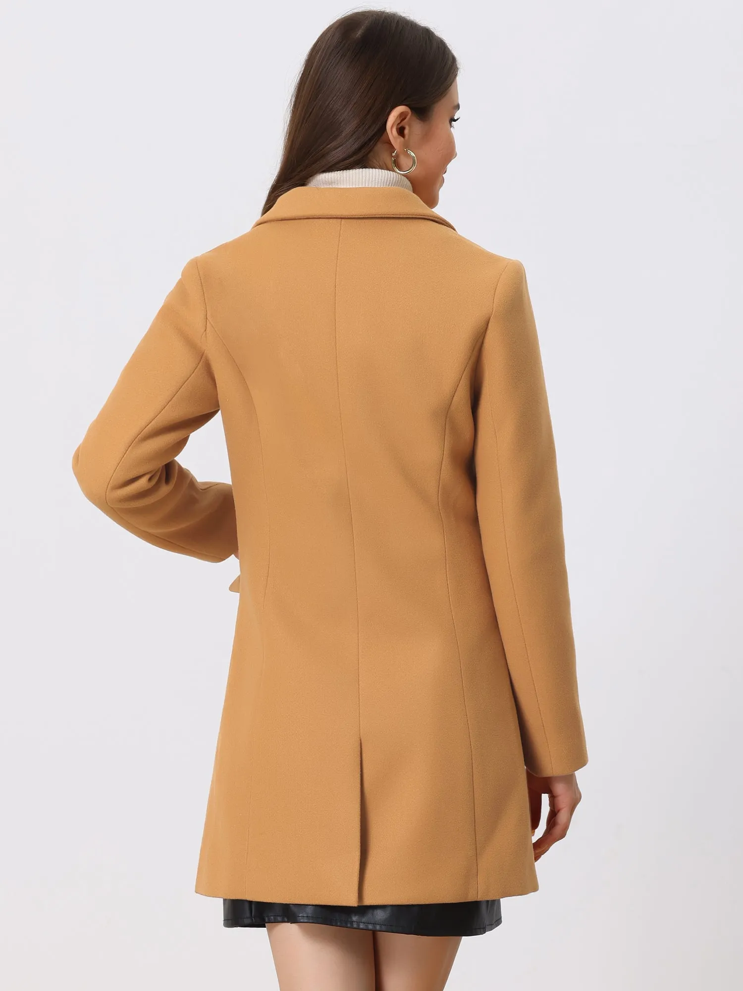 Notched Lapel Single Breasted Winter Outwear Long Coat sold by Allegra K product image thumbnail 3