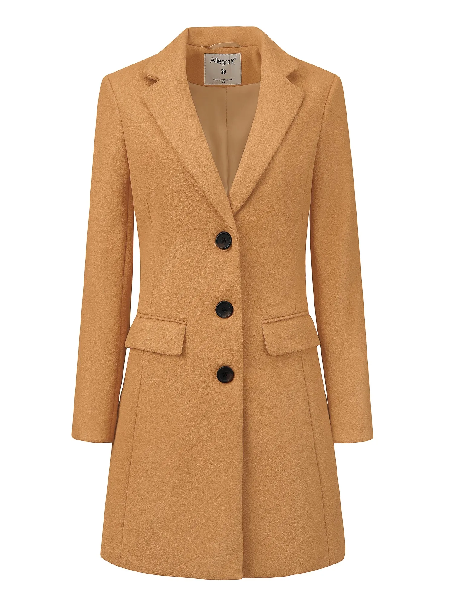 Notched Lapel Single Breasted Winter Outwear Long Coat sold by Allegra K product image thumbnail 5