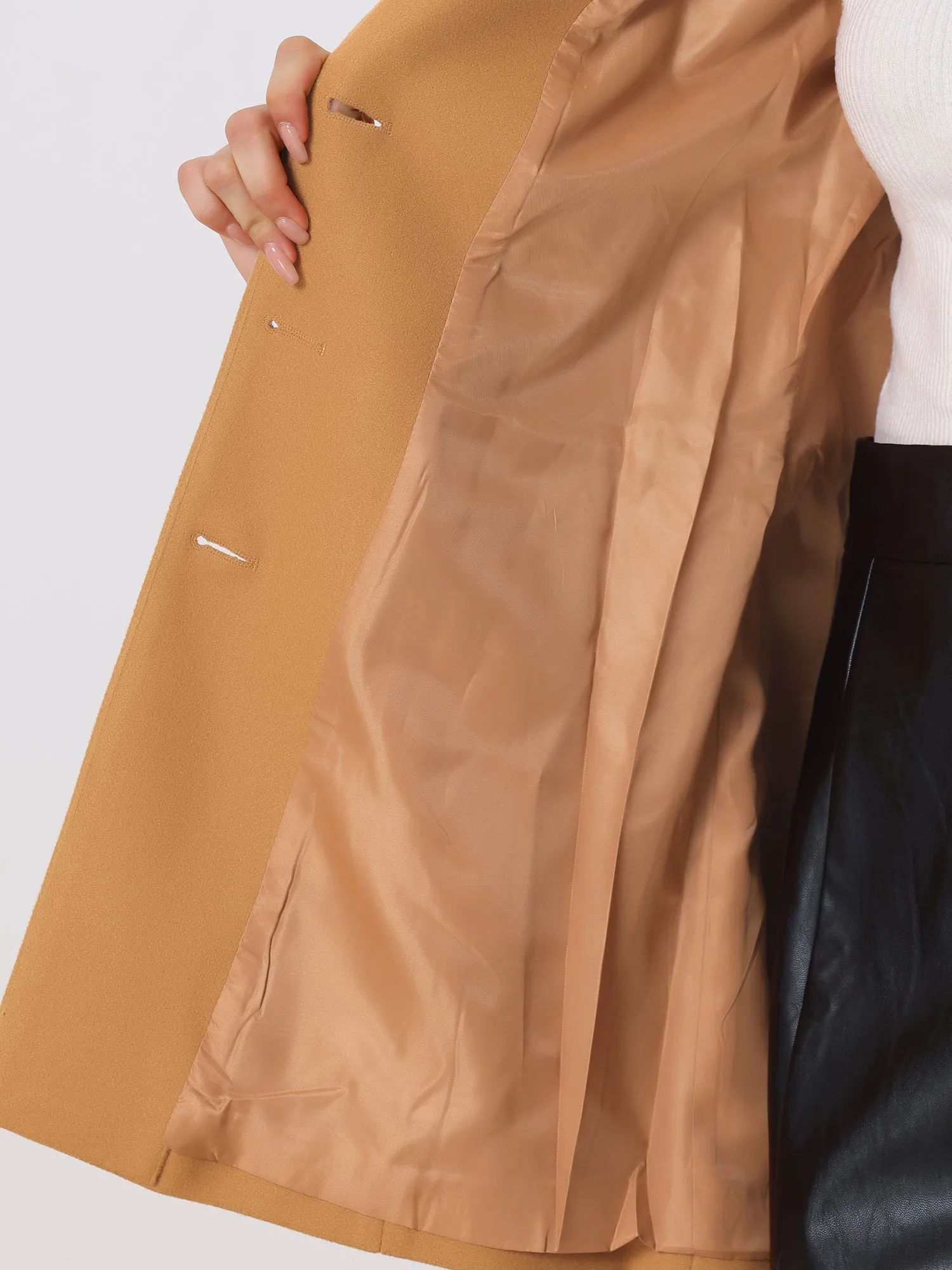 Notched Lapel Single Breasted Winter Outwear Long Coat sold by Allegra K product image thumbnail 4